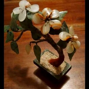 Mid-Century Chinese Handcrafted Bonsai Jade, Chinese Agate, Marble